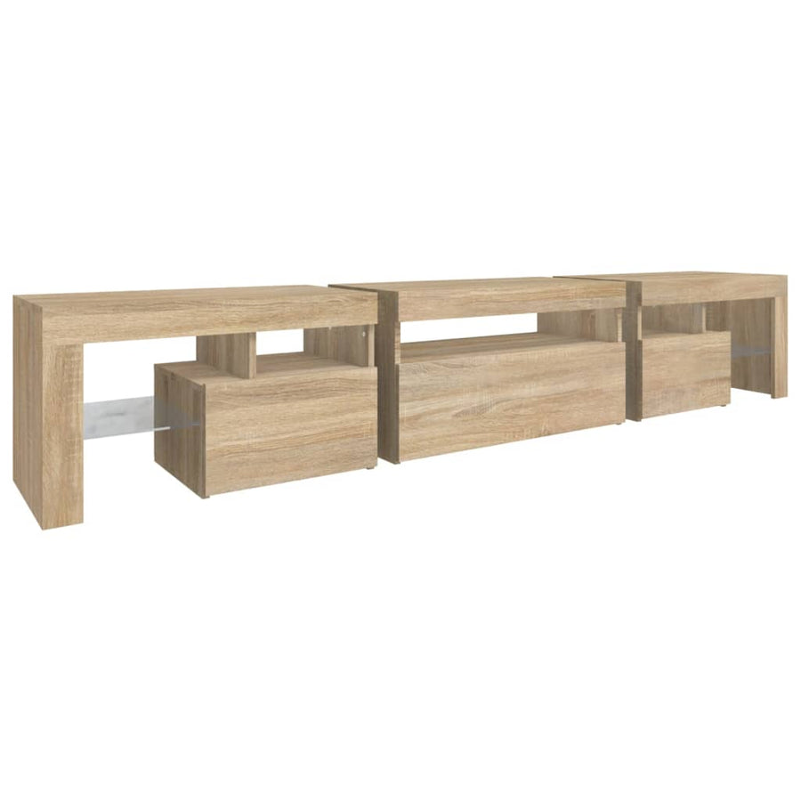 Tv-Meubel Met Led-Verlichting 25X36,5X40Cm Kleurig 215 x 36.5 x 40 cm Sonoma eiken
