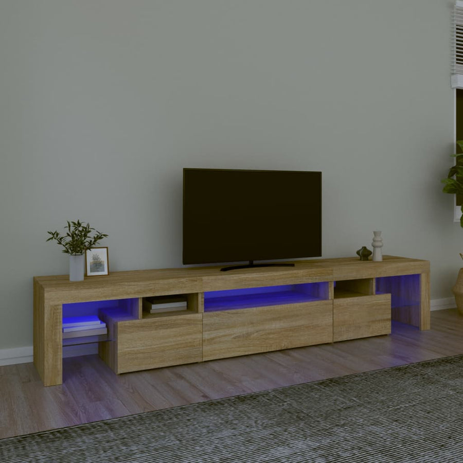 Tv-Meubel Met Led-Verlichting 25X36,5X40Cm Kleurig 215 x 36.5 x 40 cm Sonoma eiken