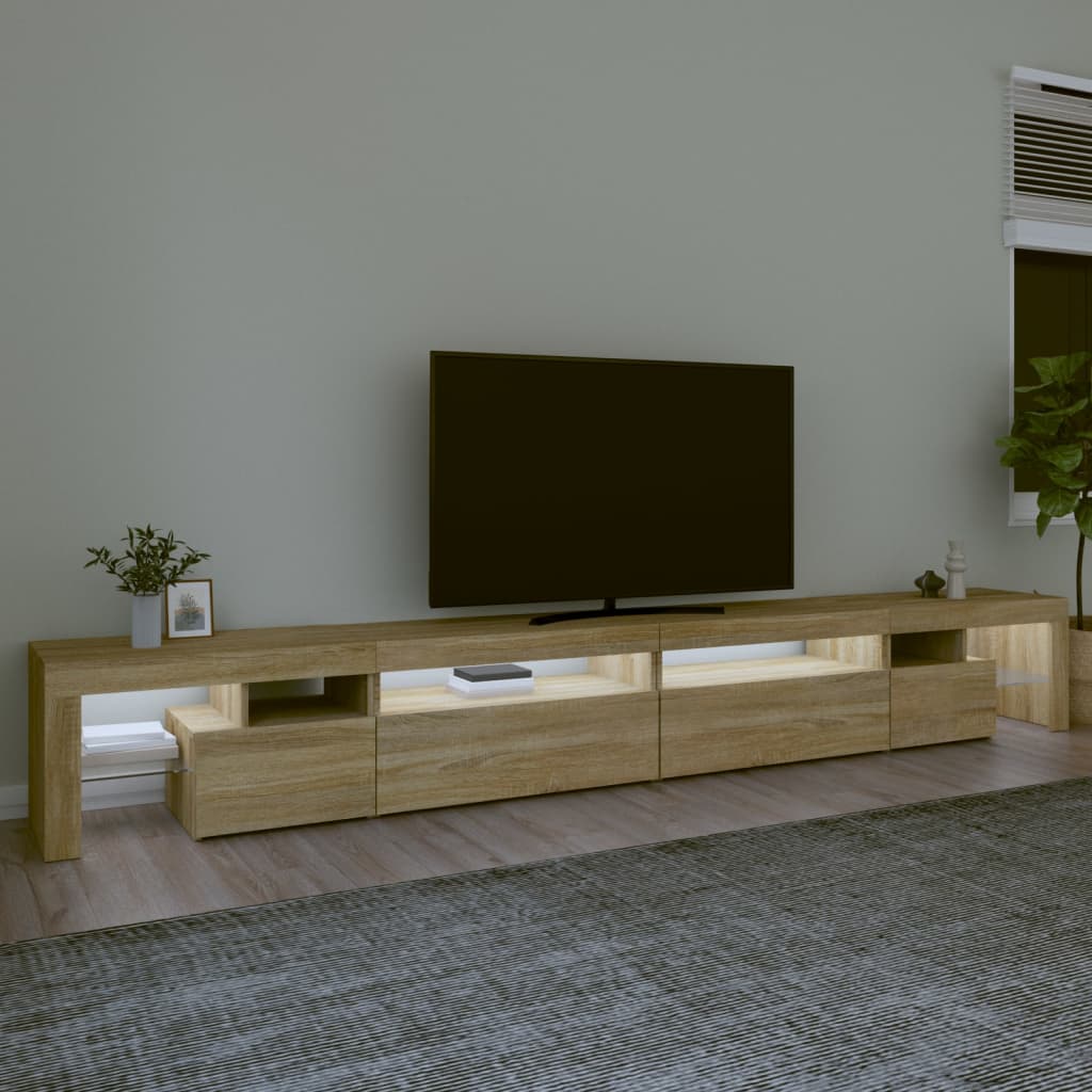 Tv-Meubel Met Led-Verlichting 290X36,5X40Cm Kleurig 290 x 36.5 x 40 cm Sonoma eiken