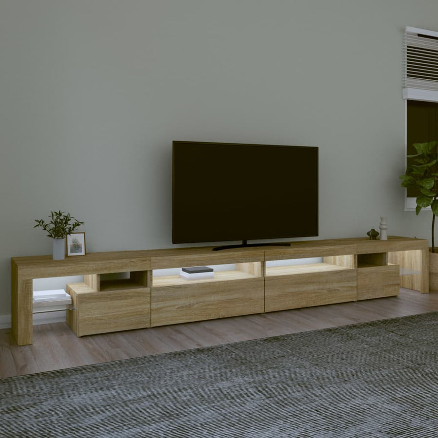 Tv-Meubel Met Led-Verlichting 290X36,5X40Cm Kleurig 290 x 36.5 x 40 cm Sonoma eiken