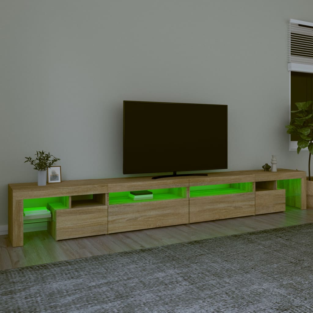 Tv-Meubel Met Led-Verlichting 290X36,5X40Cm Kleurig 290 x 36.5 x 40 cm Sonoma eiken