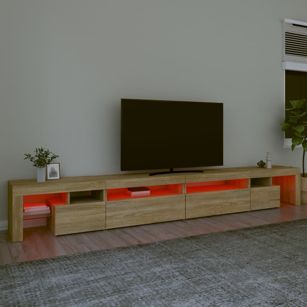 Tv-Meubel Met Led-Verlichting 290X36,5X40Cm Kleurig 290 x 36.5 x 40 cm Sonoma eiken