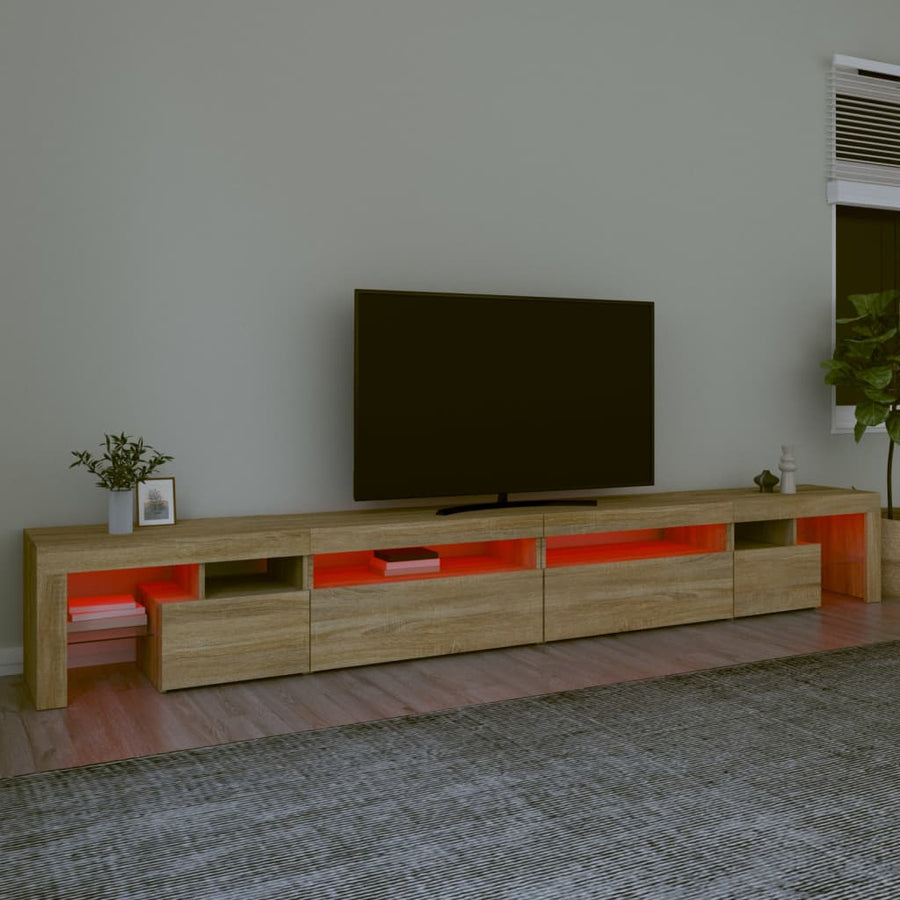Tv-Meubel Met Led-Verlichting 290X36,5X40Cm Kleurig 290 x 36.5 x 40 cm Sonoma eiken