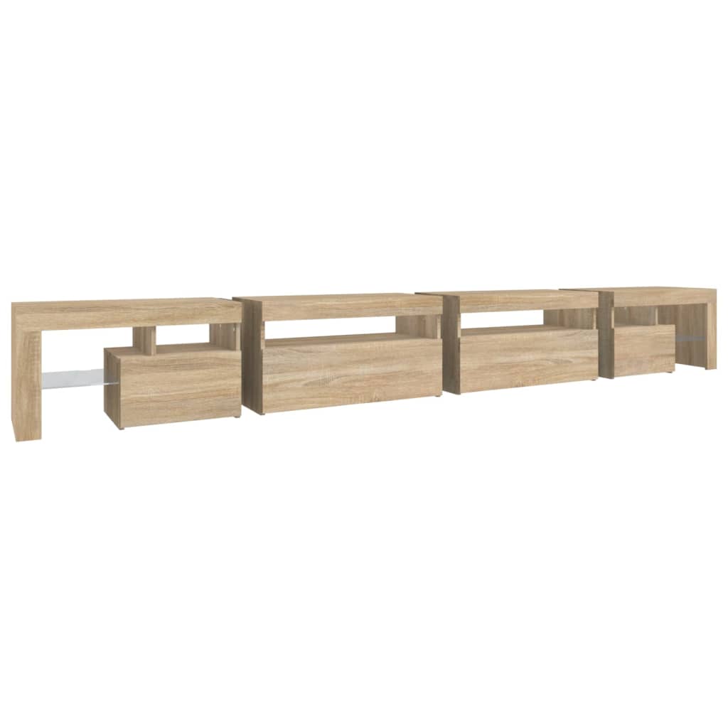 Tv-Meubel Met Led-Verlichting 290X36,5X40Cm Kleurig 290 x 36.5 x 40 cm Sonoma eiken