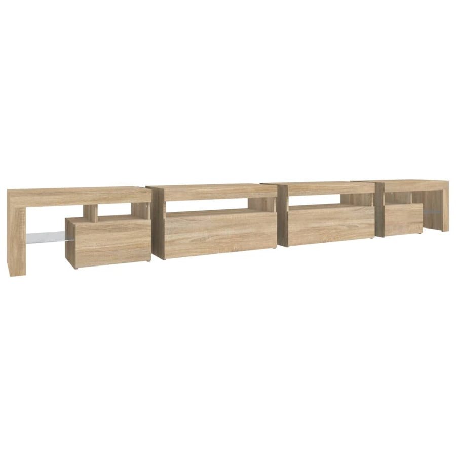 Tv-Meubel Met Led-Verlichting 290X36,5X40Cm Kleurig 290 x 36.5 x 40 cm Sonoma eiken