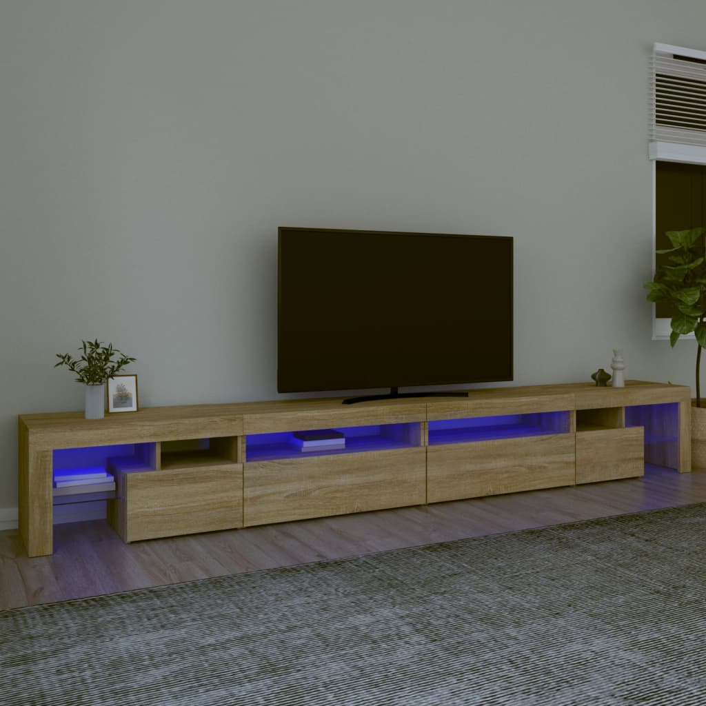 Tv-Meubel Met Led-Verlichting 290X36,5X40Cm Kleurig 290 x 36.5 x 40 cm Sonoma eiken
