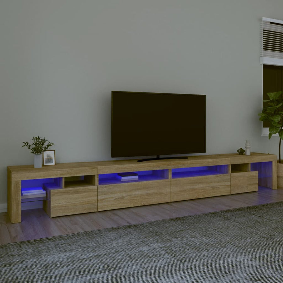 Tv-Meubel Met Led-Verlichting 290X36,5X40Cm Kleurig 290 x 36.5 x 40 cm Sonoma eiken