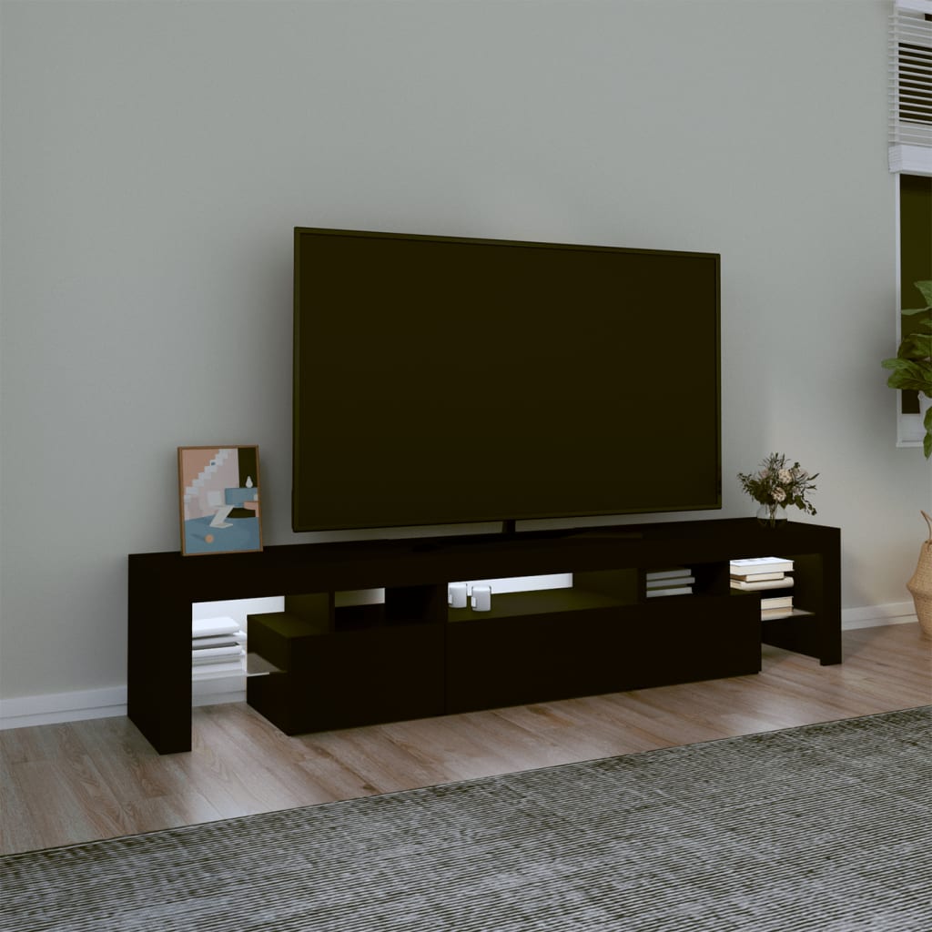 Tv-Meubel Met Led-Verlichting 200X36,5X40 Cm Zwart 1 200 x 36.5 x 40 cm