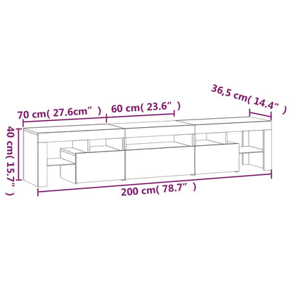 Tv-Meubel Met Led-Verlichting 200X36,5X40 Cm Zwart 1 200 x 36.5 x 40 cm