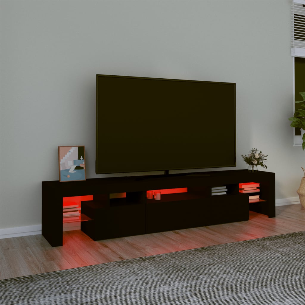 Tv-Meubel Met Led-Verlichting 200X36,5X40 Cm Zwart 1 200 x 36.5 x 40 cm