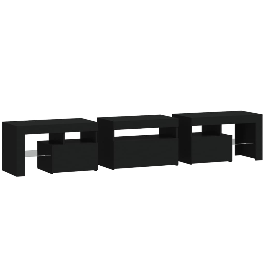 Tv-Meubel Met Led-Verlichting 200X36,5X40 Cm Zwart 1 200 x 36.5 x 40 cm