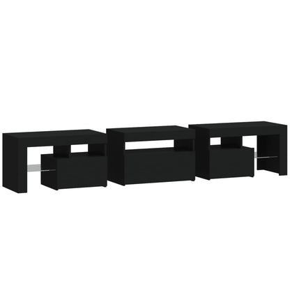 Tv-Meubel Met Led-Verlichting 200X36,5X40 Cm Zwart 1 200 x 36.5 x 40 cm