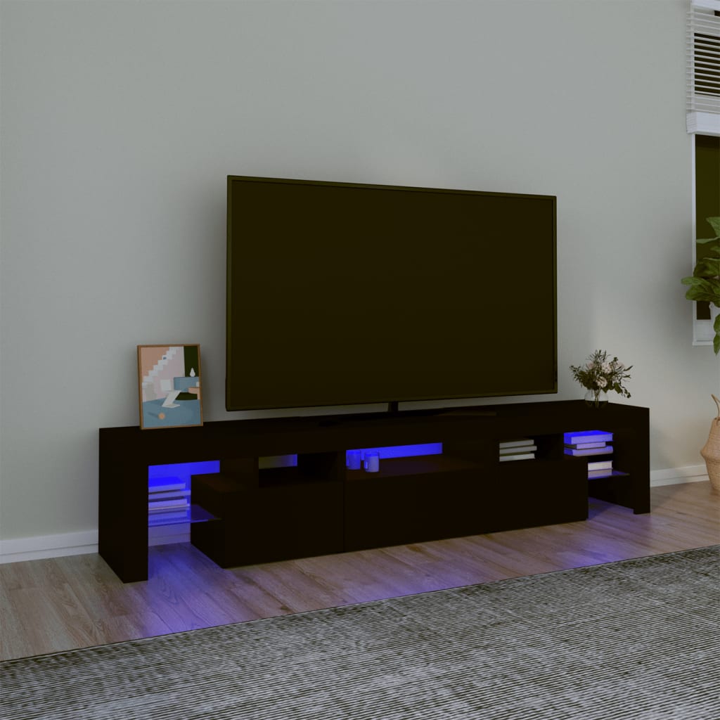 Tv-Meubel Met Led-Verlichting 200X36,5X40 Cm Zwart 1 200 x 36.5 x 40 cm