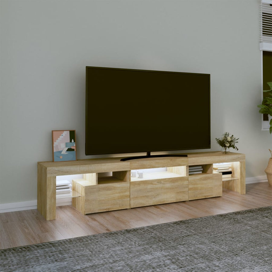 Tv-Meubel Met Led-Verlichting 200X36,5X40Cm Sonoma Eikenkleurig 200 x 36.5 x 40 cm