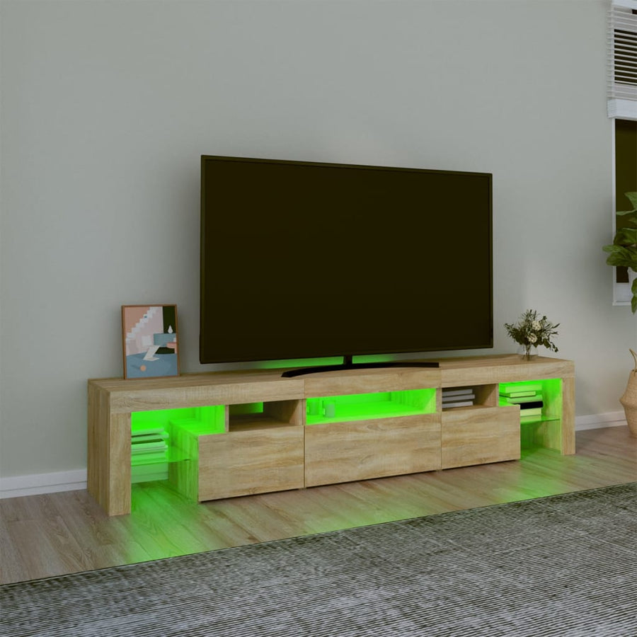 Tv-Meubel Met Led-Verlichting 200X36,5X40Cm Sonoma Eikenkleurig 200 x 36.5 x 40 cm