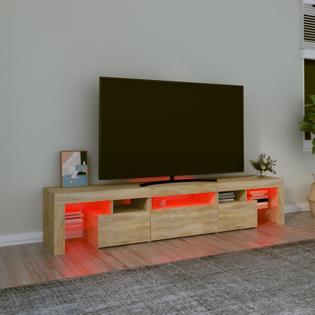 Tv-Meubel Met Led-Verlichting 200X36,5X40Cm Sonoma Eikenkleurig 200 x 36.5 x 40 cm