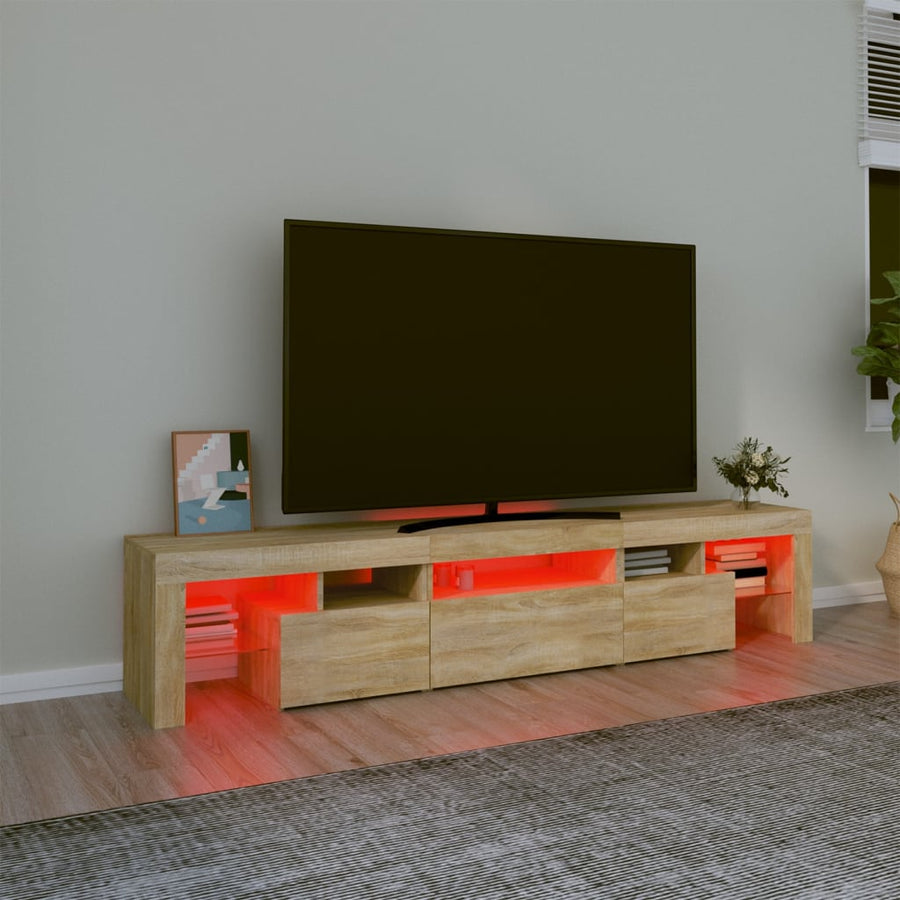 Tv-Meubel Met Led-Verlichting 200X36,5X40Cm Sonoma Eikenkleurig 200 x 36.5 x 40 cm