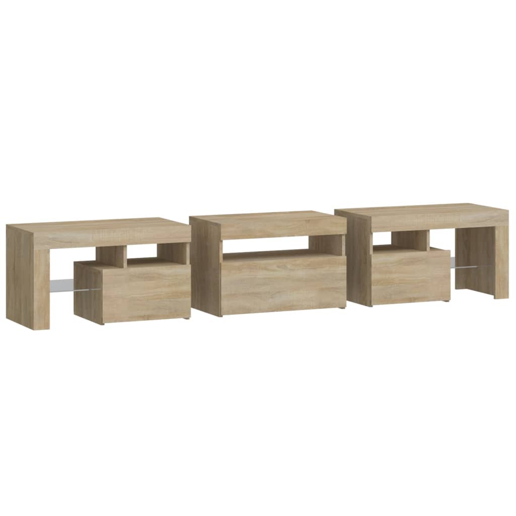 Tv-Meubel Met Led-Verlichting 200X36,5X40Cm Sonoma Eikenkleurig 200 x 36.5 x 40 cm