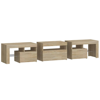 Tv-Meubel Met Led-Verlichting 200X36,5X40Cm Sonoma Eikenkleurig 200 x 36.5 x 40 cm