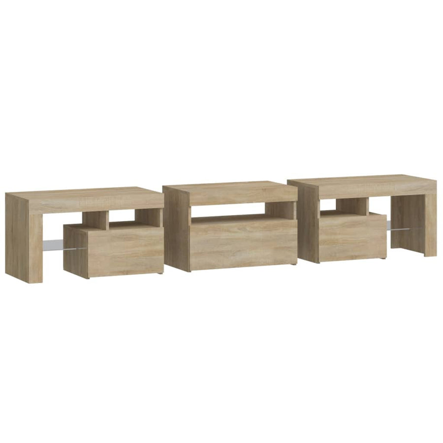 Tv-Meubel Met Led-Verlichting 200X36,5X40Cm Sonoma Eikenkleurig 200 x 36.5 x 40 cm