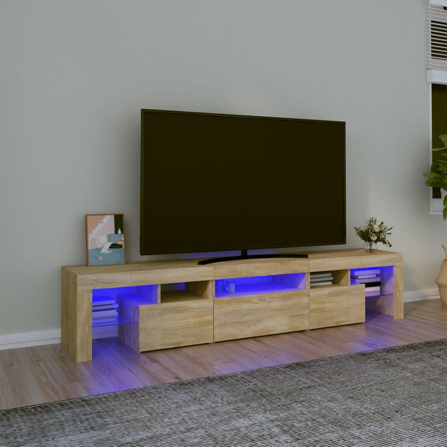 Tv-Meubel Met Led-Verlichting 200X36,5X40Cm Sonoma Eikenkleurig 200 x 36.5 x 40 cm