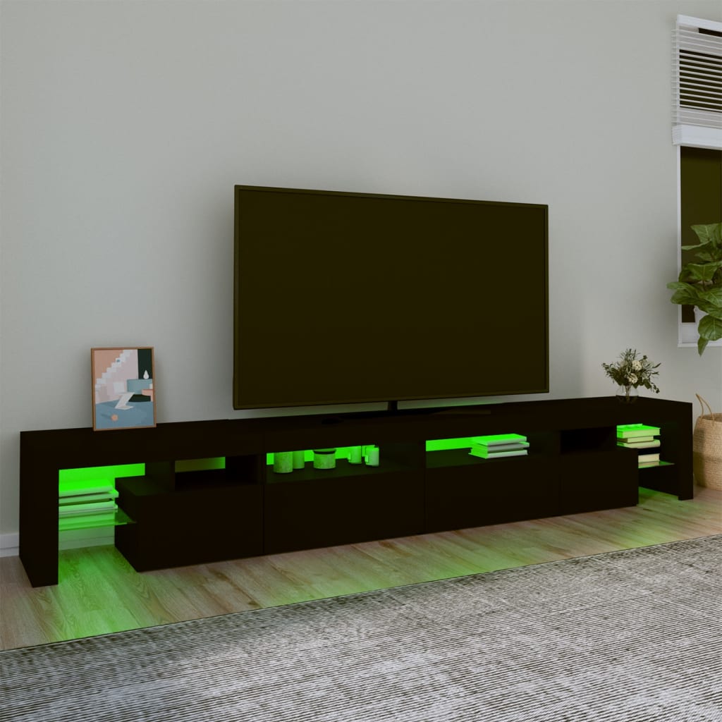 Tv-Meubel Met Led-Verlichting 260X36,5X40 Cm 260 x 36.5 x 40 cm (4 pcs) Zwart