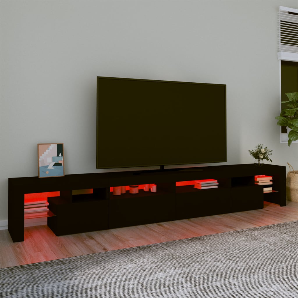 Tv-Meubel Met Led-Verlichting 260X36,5X40 Cm 260 x 36.5 x 40 cm (4 pcs) Zwart