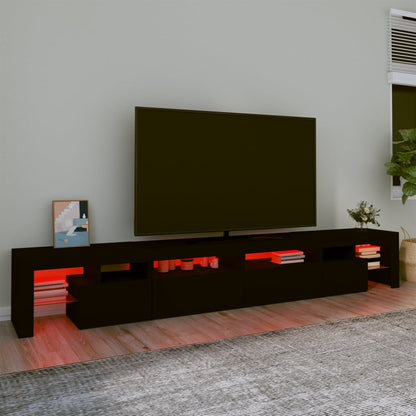 Tv-Meubel Met Led-Verlichting 260X36,5X40 Cm 260 x 36.5 x 40 cm (4 pcs) Zwart