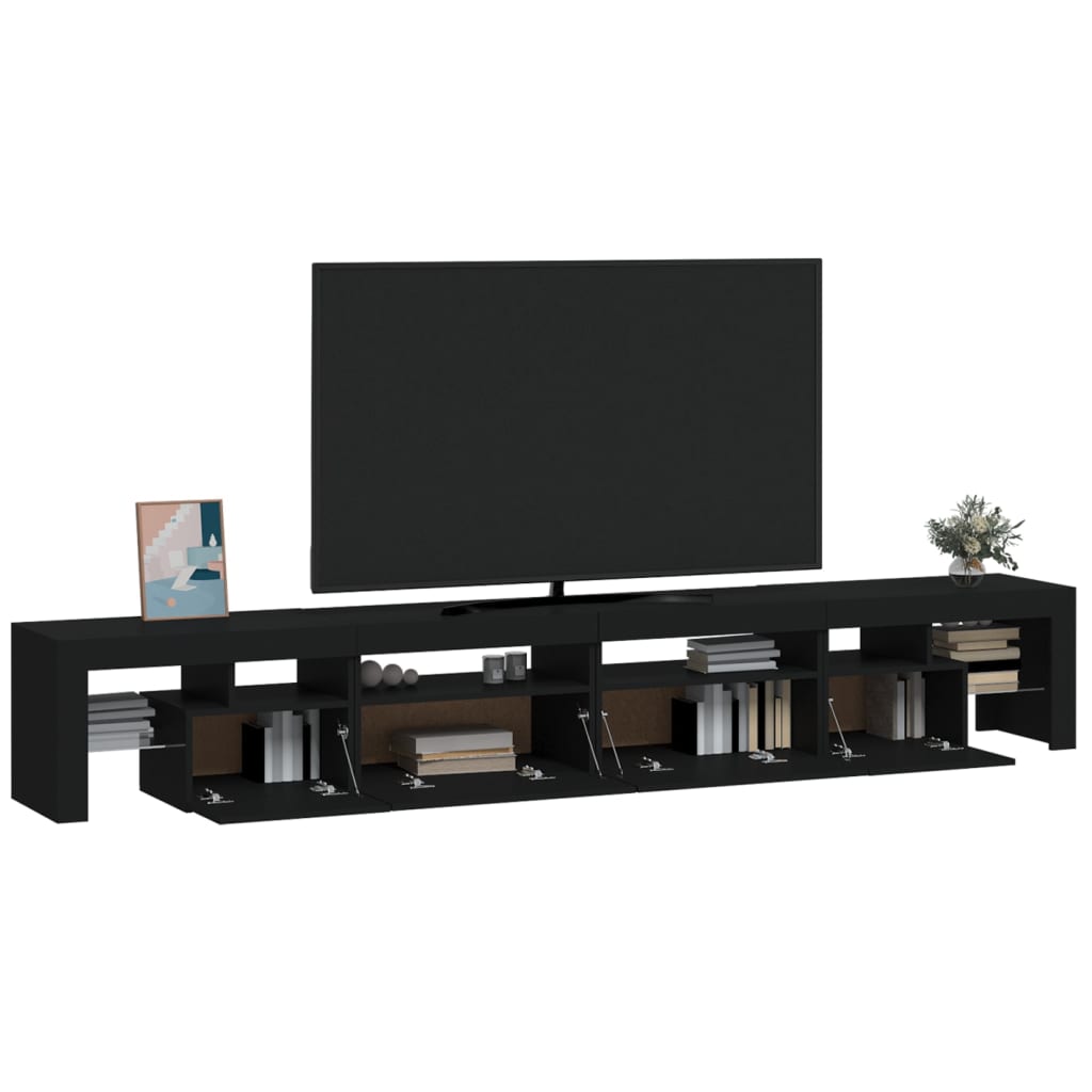 Tv-Meubel Met Led-Verlichting 260X36,5X40 Cm 260 x 36.5 x 40 cm (4 pcs) Zwart