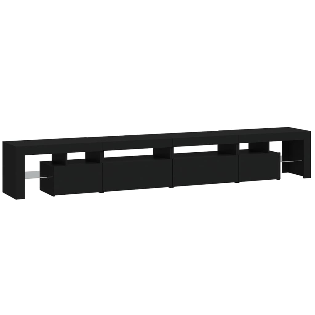 Tv-Meubel Met Led-Verlichting 260X36,5X40 Cm 260 x 36.5 x 40 cm (4 pcs) Zwart