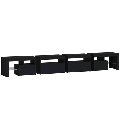 Tv-Meubel Met Led-Verlichting 260X36,5X40 Cm 260 x 36.5 x 40 cm (4 pcs) Zwart