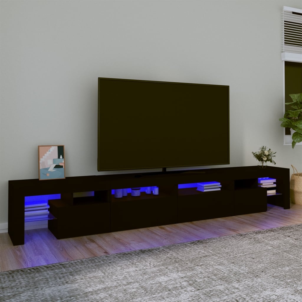 Tv-Meubel Met Led-Verlichting 260X36,5X40 Cm 260 x 36.5 x 40 cm (4 pcs) Zwart