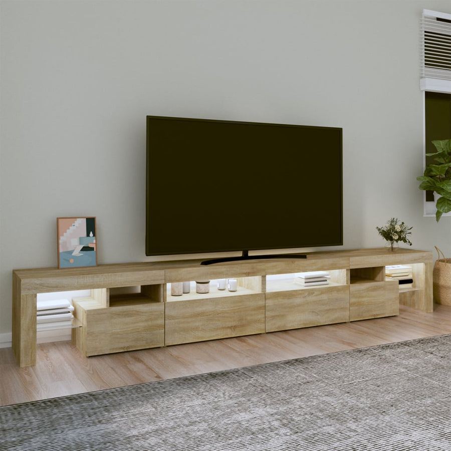 Tv-Meubel Met Led-Verlichting 260X36,5X40Cm Kleurig 260 x 36.5 x 40 cm (4 pcs) Sonoma eiken