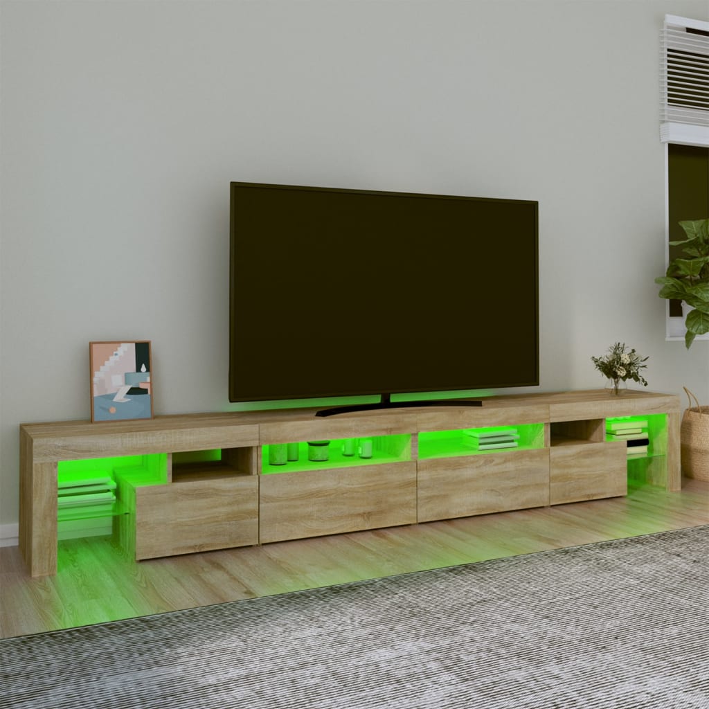 Tv-Meubel Met Led-Verlichting 260X36,5X40Cm Kleurig 260 x 36.5 x 40 cm (4 pcs) Sonoma eiken