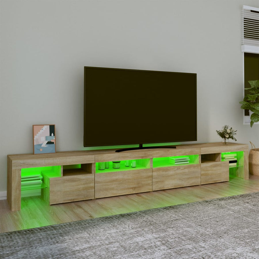Tv-Meubel Met Led-Verlichting 260X36,5X40Cm Kleurig 260 x 36.5 x 40 cm (4 pcs) Sonoma eiken