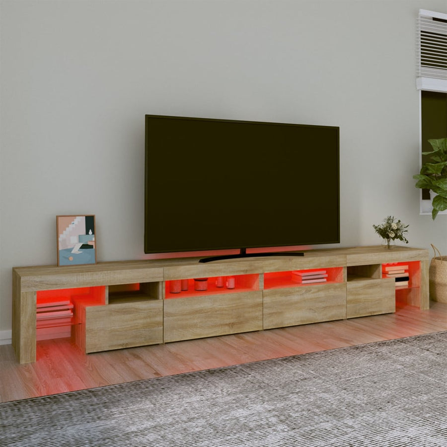 Tv-Meubel Met Led-Verlichting 260X36,5X40Cm Kleurig 260 x 36.5 x 40 cm (4 pcs) Sonoma eiken