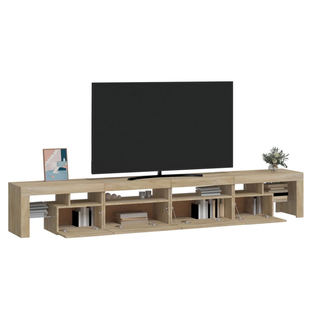 Tv-Meubel Met Led-Verlichting 260X36,5X40Cm Kleurig 260 x 36.5 x 40 cm (4 pcs) Sonoma eiken