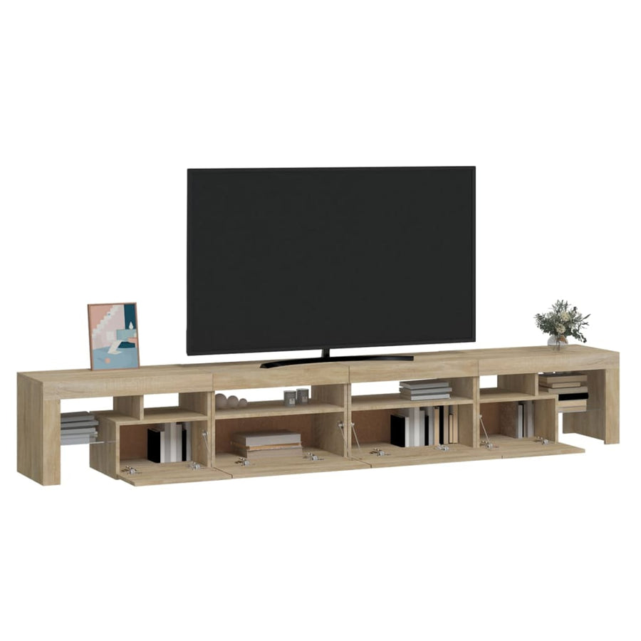 Tv-Meubel Met Led-Verlichting 260X36,5X40Cm Kleurig 260 x 36.5 x 40 cm (4 pcs) Sonoma eiken