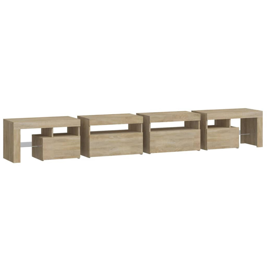 Tv-Meubel Met Led-Verlichting 260X36,5X40Cm Kleurig 260 x 36.5 x 40 cm (4 pcs) Sonoma eiken