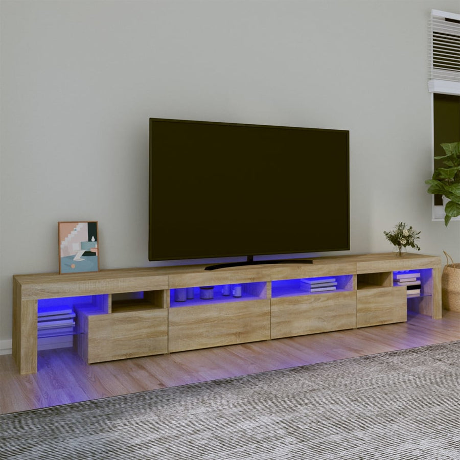 Tv-Meubel Met Led-Verlichting 260X36,5X40Cm Kleurig 260 x 36.5 x 40 cm (4 pcs) Sonoma eiken