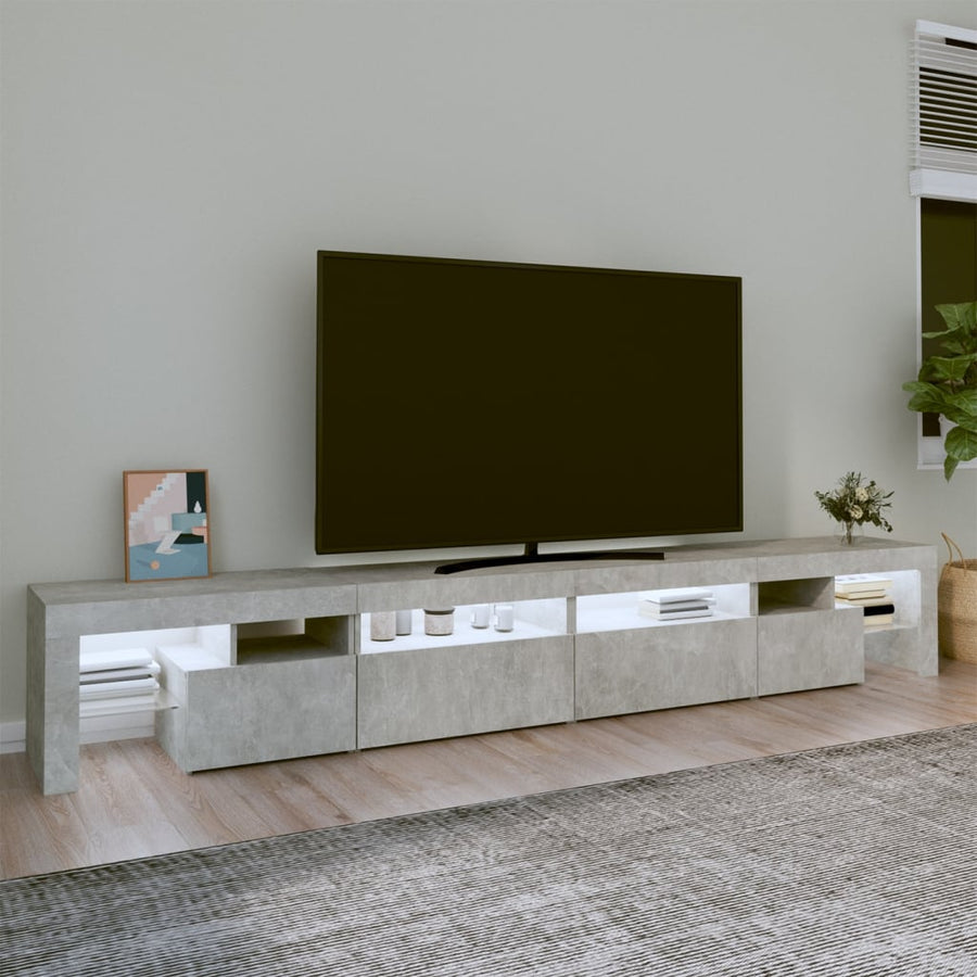 Tv-Meubel Met Led-Verlichting 260X36,5X40 Cm 260 x 36.5 x 40 cm (4 pcs) Betongrijs