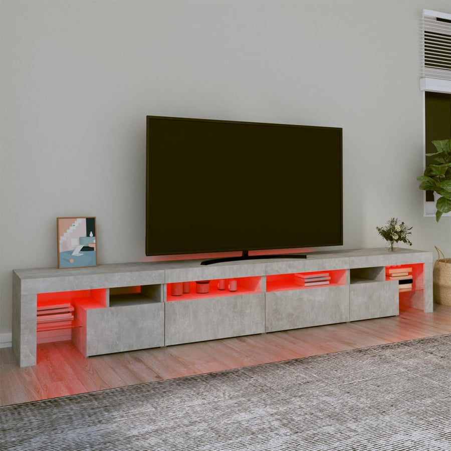 Tv-Meubel Met Led-Verlichting 260X36,5X40 Cm 260 x 36.5 x 40 cm (4 pcs) Betongrijs