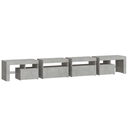 Tv-Meubel Met Led-Verlichting 260X36,5X40 Cm 260 x 36.5 x 40 cm (4 pcs) Betongrijs