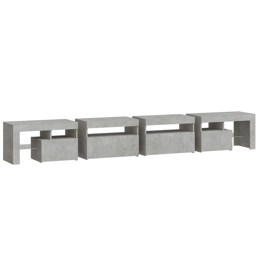 Tv-Meubel Met Led-Verlichting 260X36,5X40 Cm 260 x 36.5 x 40 cm (4 pcs) Betongrijs