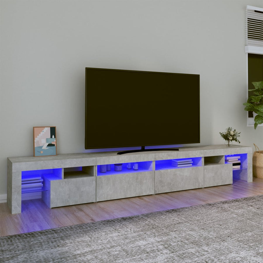 Tv-Meubel Met Led-Verlichting 260X36,5X40 Cm 260 x 36.5 x 40 cm (4 pcs) Betongrijs