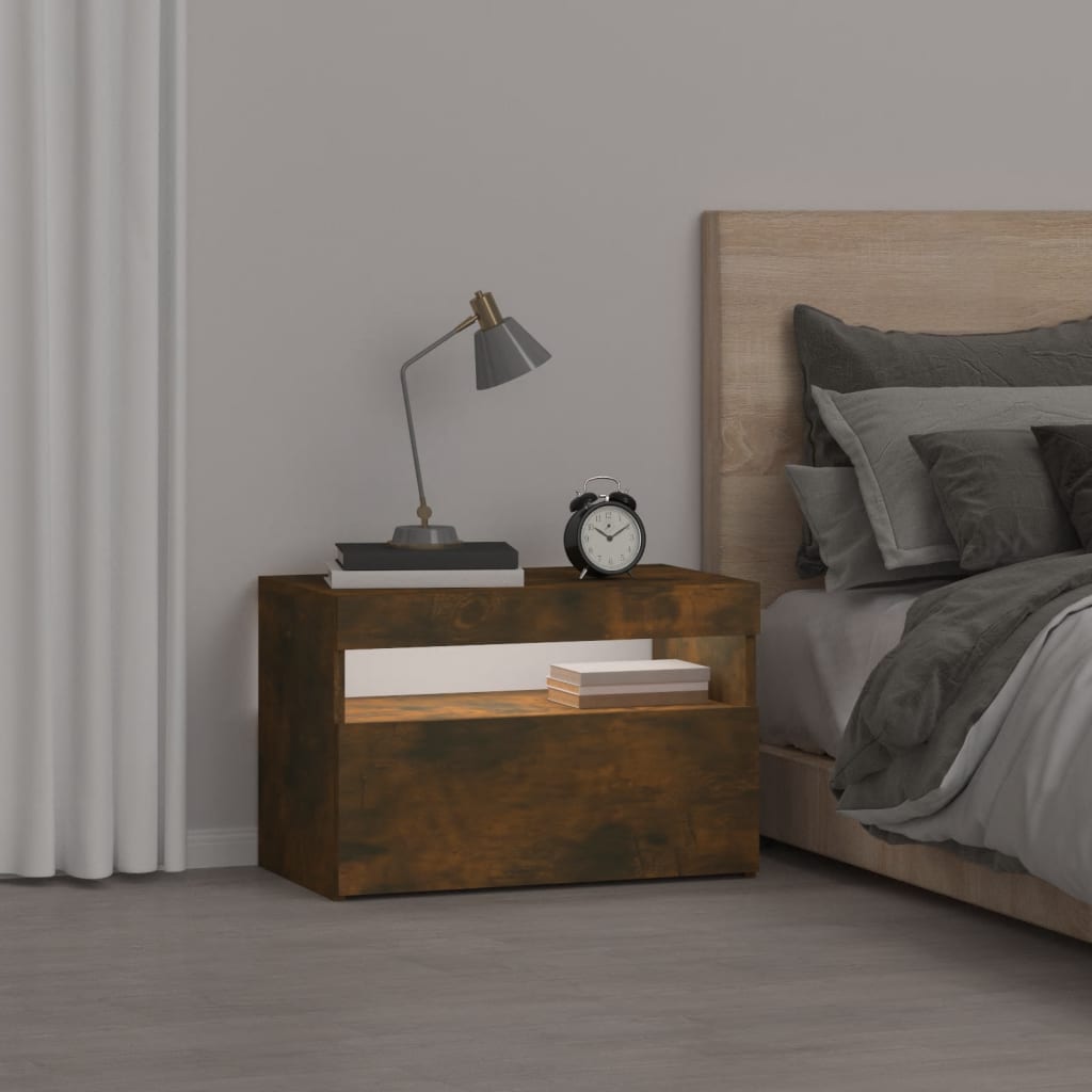 Nachtkastje Met Led-Verlichting 60X35X40 Cm Kleur 1 Gerookt eiken
