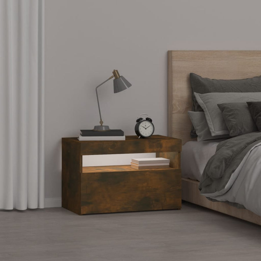 Nachtkastje Met Led-Verlichting 60X35X40 Cm Kleur 1 Gerookt eiken