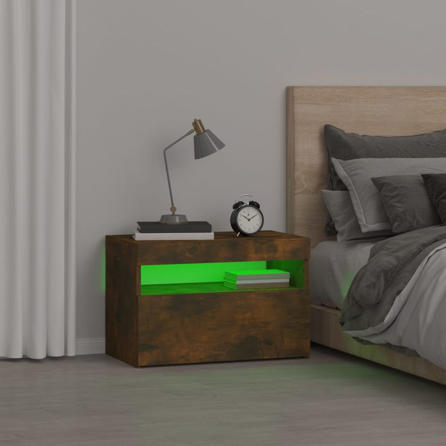 Nachtkastje Met Led-Verlichting 60X35X40 Cm Kleur 1 Gerookt eiken