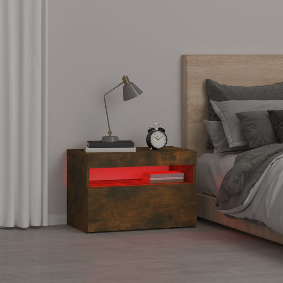 Nachtkastje Met Led-Verlichting 60X35X40 Cm Kleur 1 Gerookt eiken