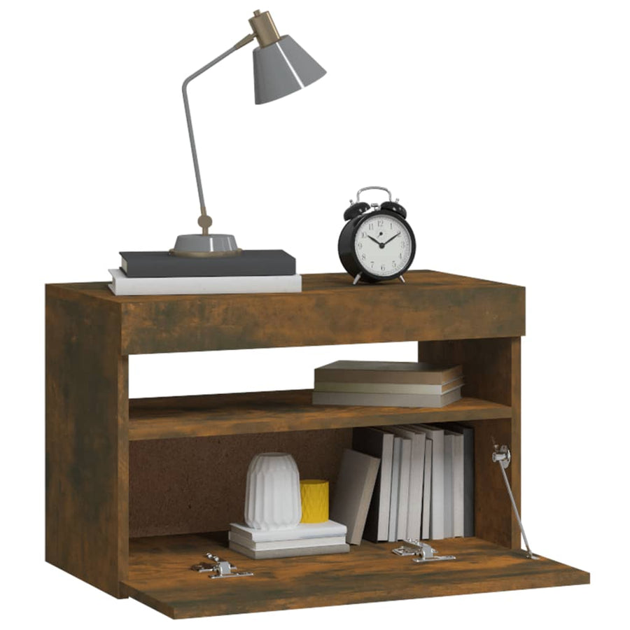 Nachtkastje Met Led-Verlichting 60X35X40 Cm Kleur 1 Gerookt eiken